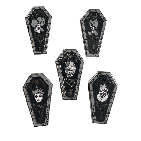 Disney Villain Coffin Trading Pin Evil Queen Cruella Jafar Brooch Jewelry Badge - Picture 1 of 10